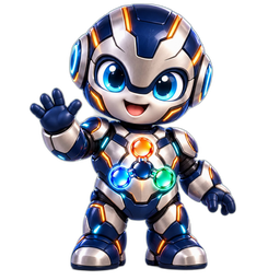 Bizzy, the friendly Business Hub OS robot assistant, waving hello